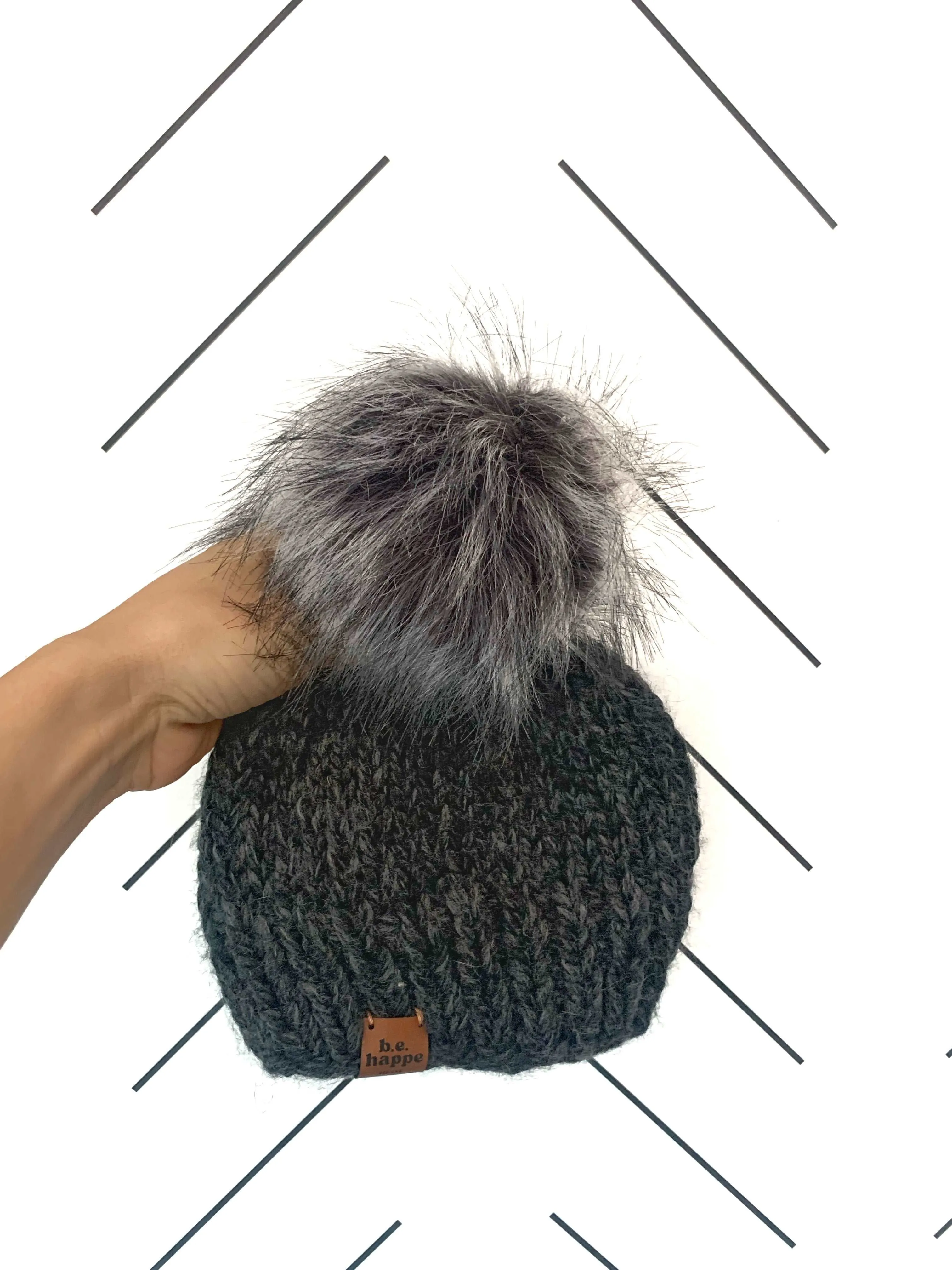 Adult Pom Pom Hat | Charcoal Gray Beanie