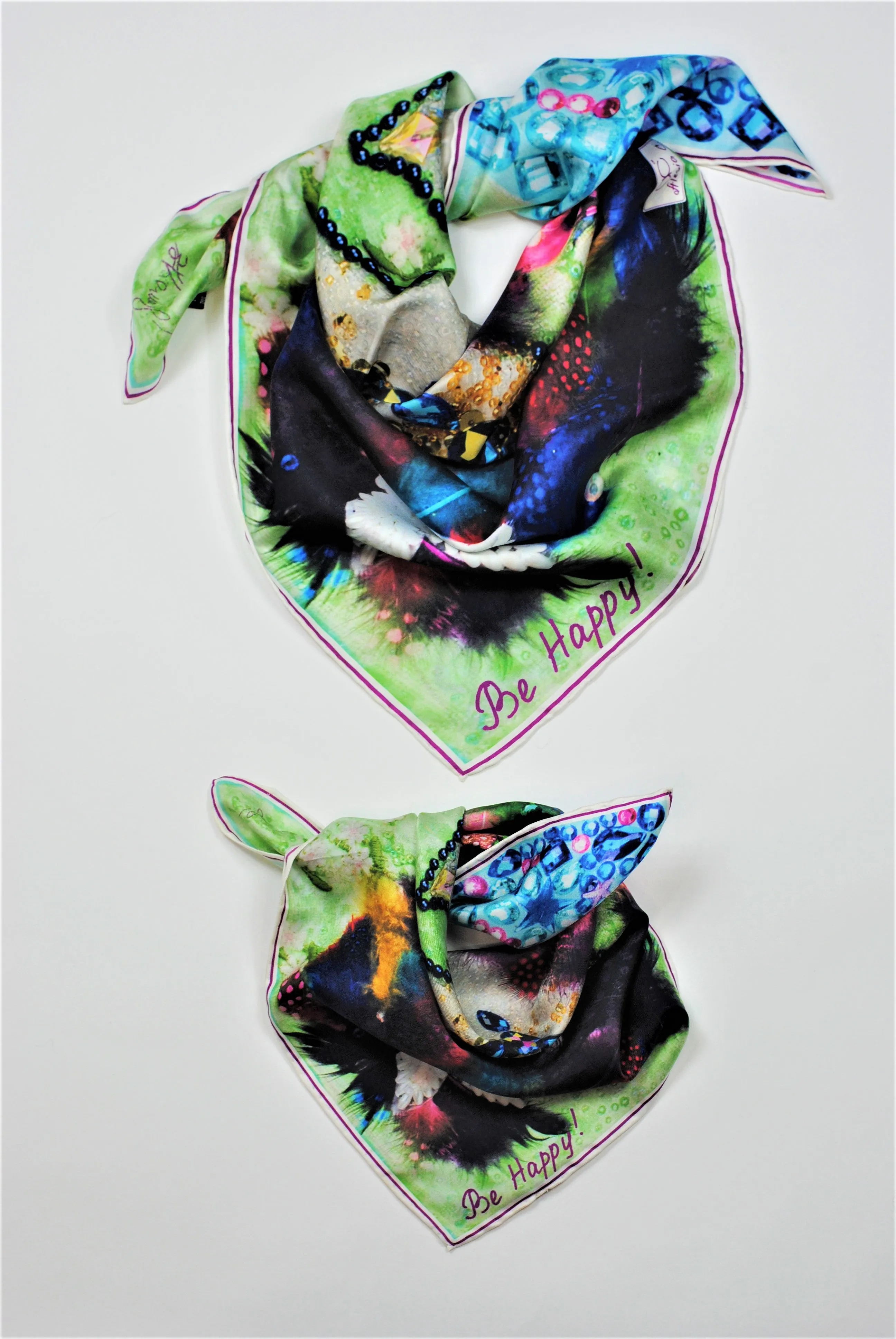 BIRD OF HAPPINESS Designer 100% Silk Art-A-Porte Scarf