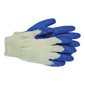 BOSS 1SR8427L Economy Protective Gloves, L, Knit Wrist Cuff, Latex Coating, Cotton/Polyester Glove, Blue