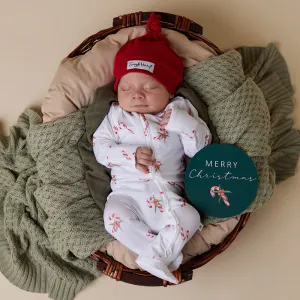 Candy Cane Organic Snuggle Sleepsuit Zip Footie