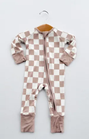 Checkered Double Zip Romper