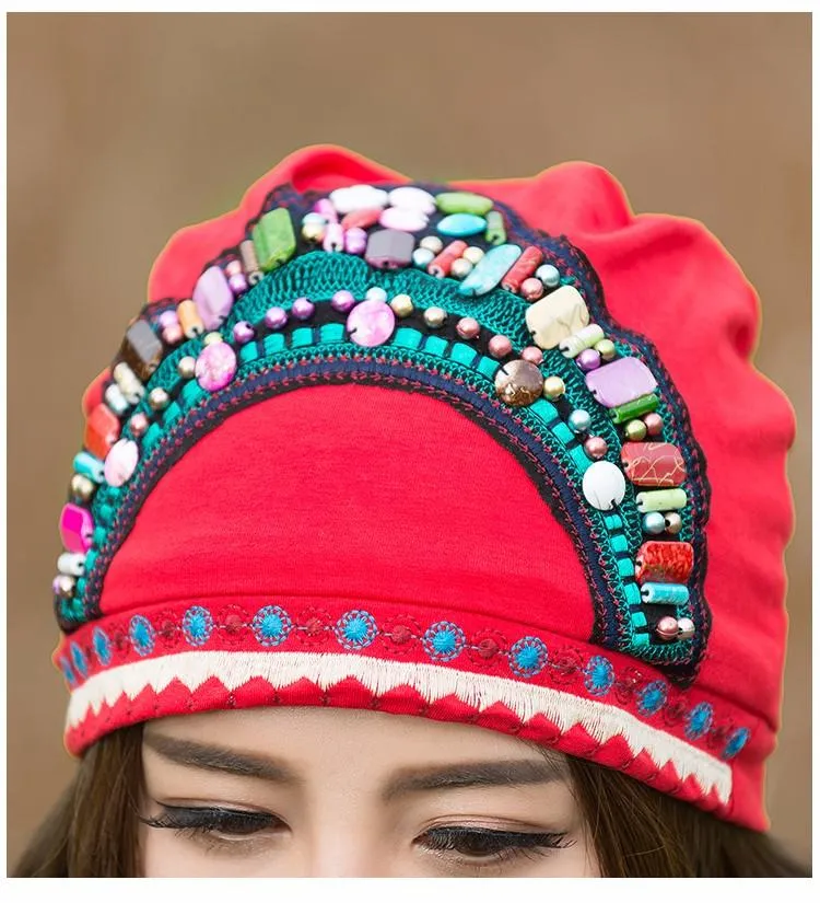 Embroidered Beaded Hippie Hats