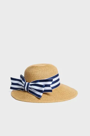 Exclusive Striped Packable Wide Bow Sunhat