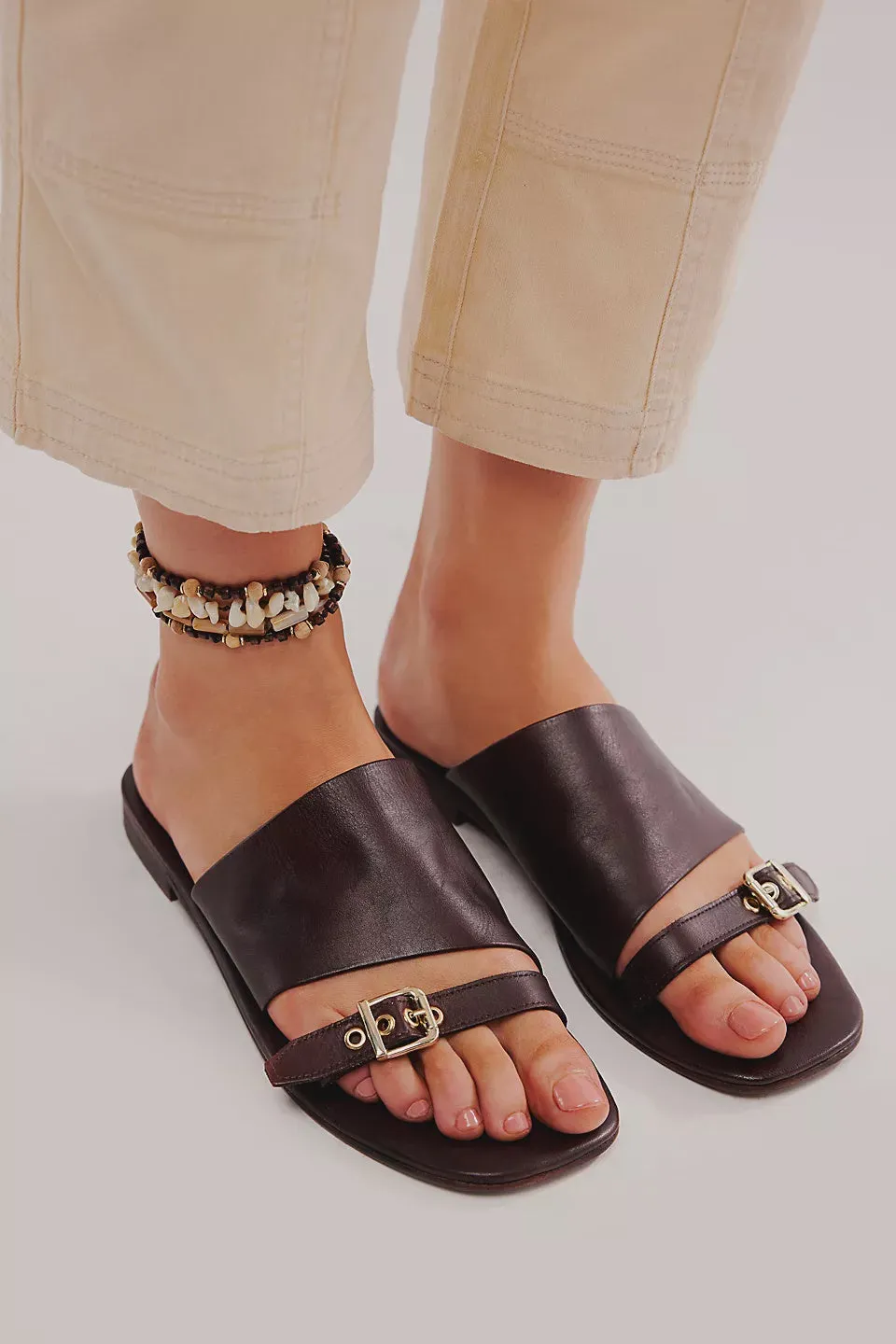 Free People Mila Minimal Flat Sandal in Black