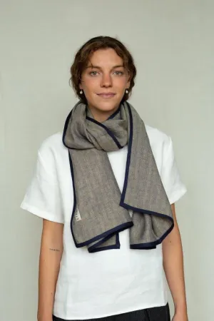 Ginger with Navy Trim High Five Linen Scarf