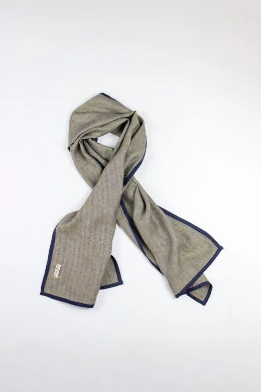 Ginger with Navy Trim High Five Linen Scarf