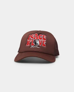 Goat Crew Peace N Love Trucker Snapback Brown