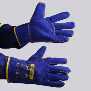 GRANGE BLUE LINED LEATHER GLOVE - WRIST LENGTH