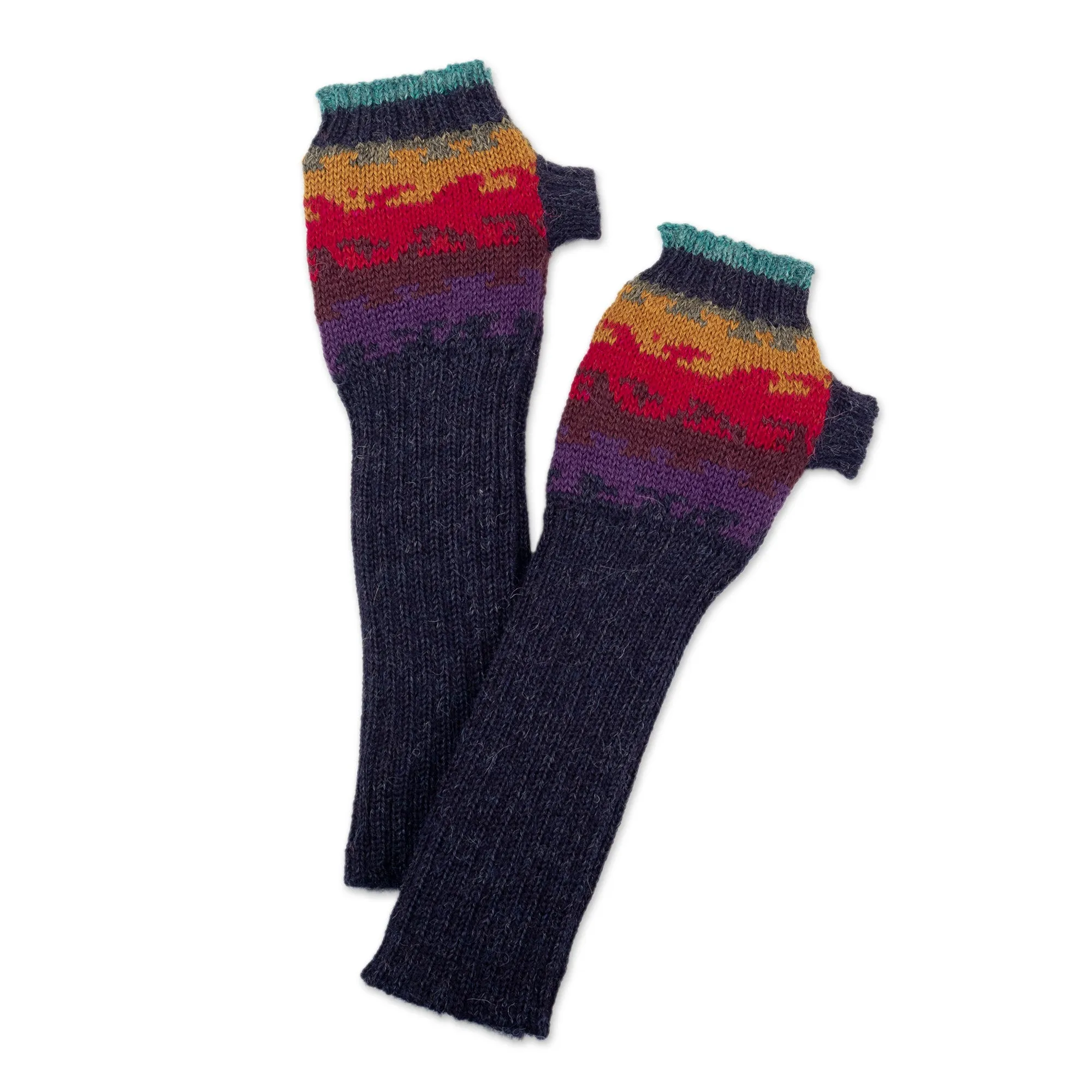 Hand Crafted Alpaca Wool Gloves - Andean Twilight | NOVICA