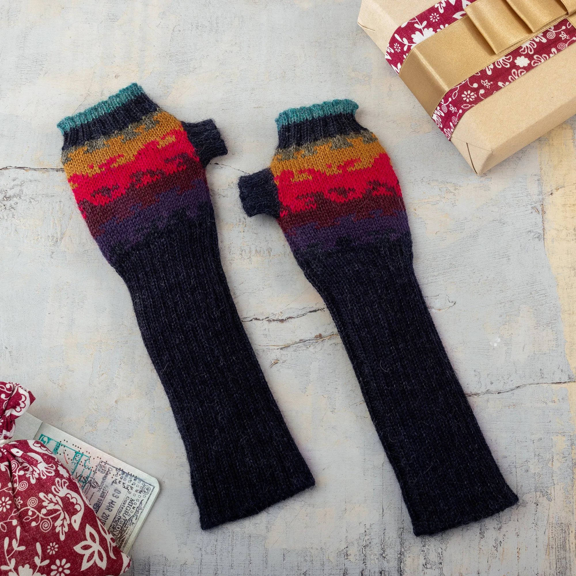 Hand Crafted Alpaca Wool Gloves - Andean Twilight | NOVICA