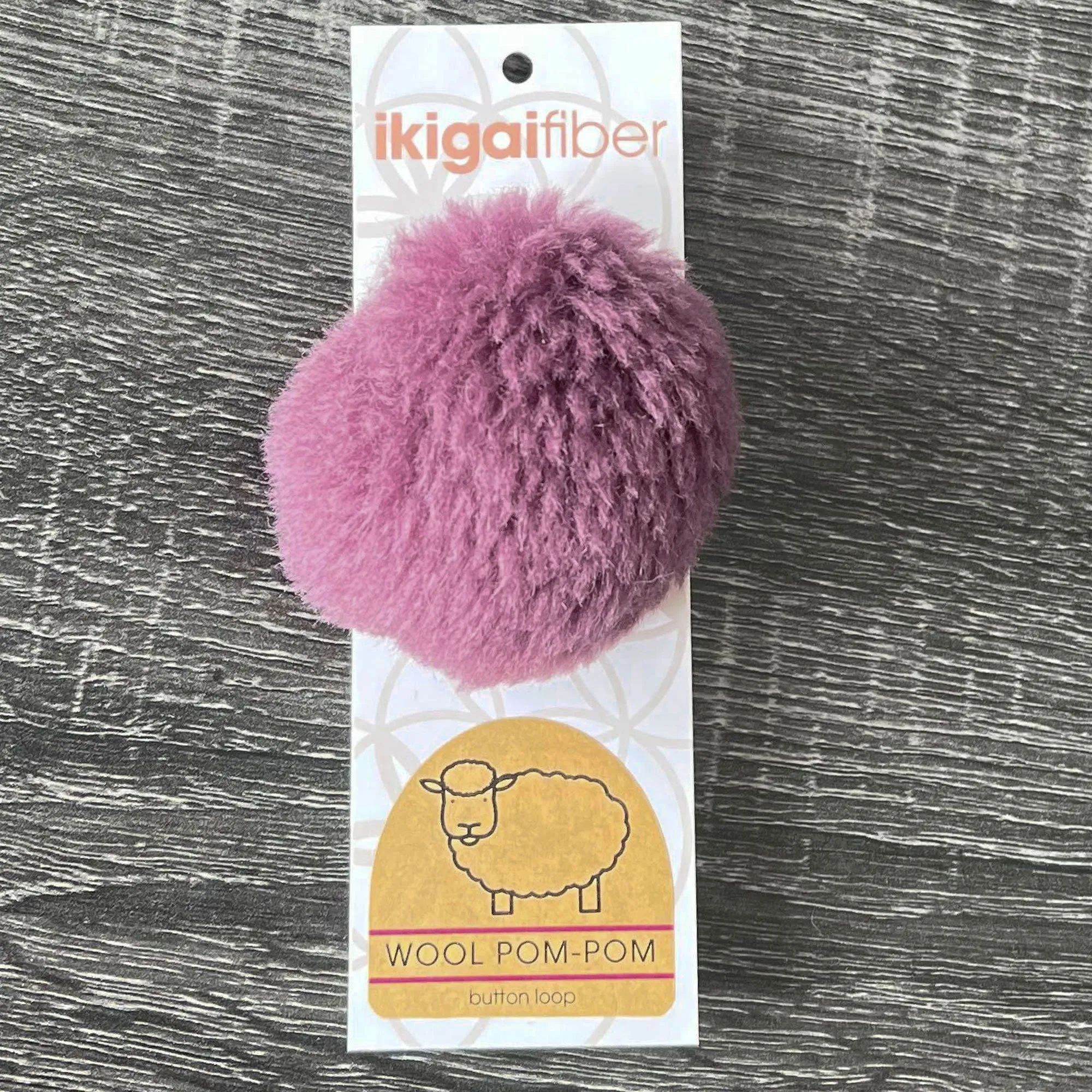 Ikigai Fiber Wool Pom Poms - Mauve Wool Pom 8cm