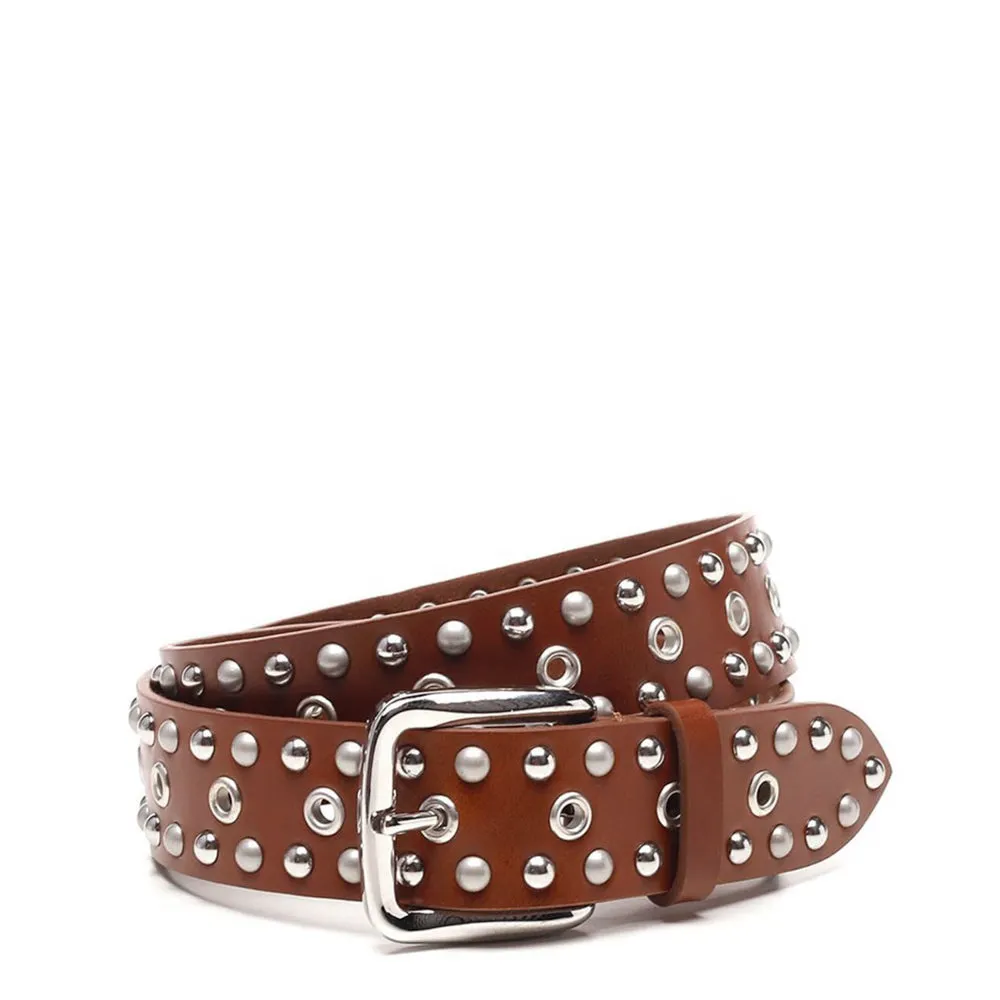 Isabel Marant Brown Leather Rica Studded Belt 80