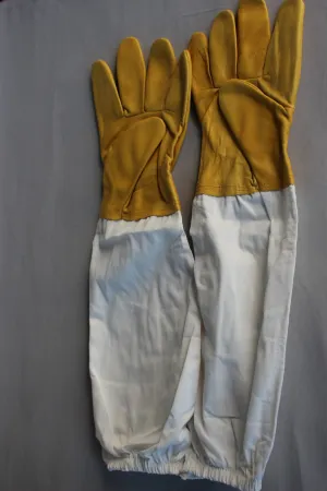 Leather Gloves With Polyester Gauntlet