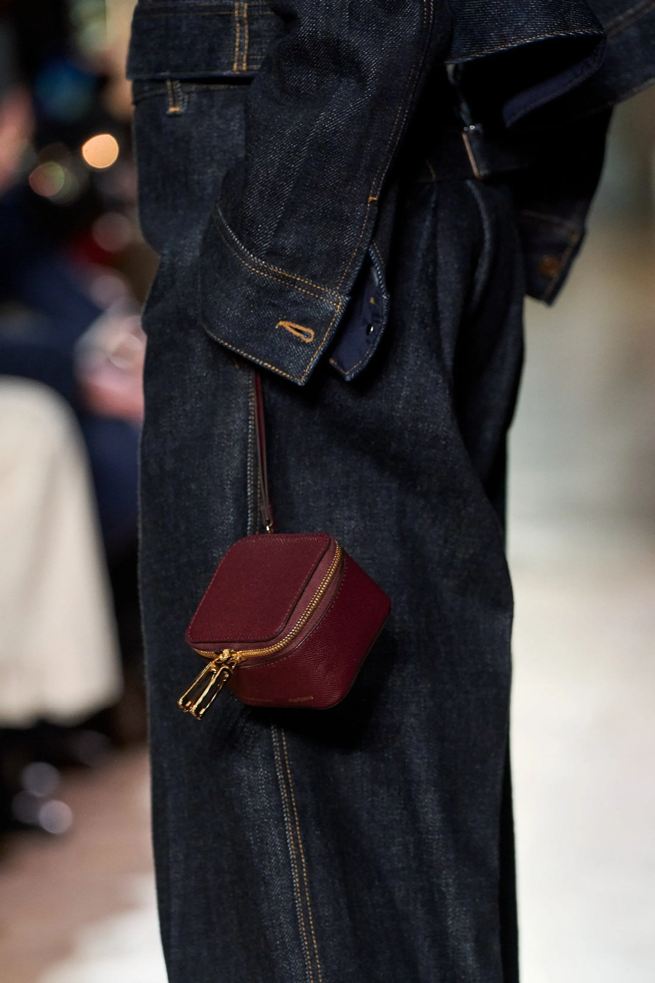 Micro Vanity Wristlet In Burgundy Leather