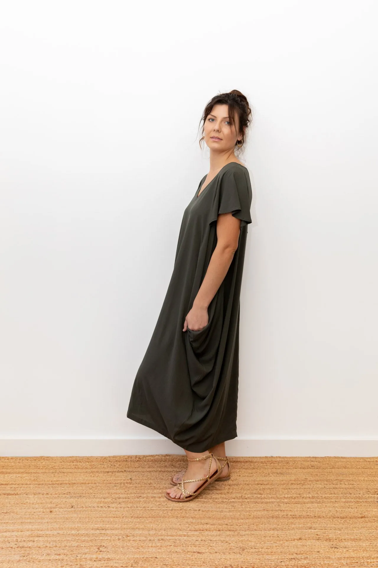 Midi Wingdress Sleeved - ivy