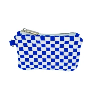 Mini Coin Wallet/Wristlet: Blue Check