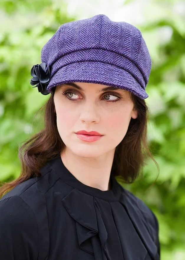 Mucros Newsboy Cap | Purple Herringbone