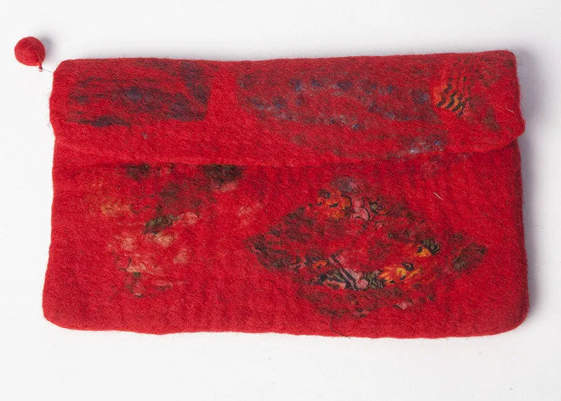 Nuno Felted Wool Silk Collage Clutch One-Of-A-Kind