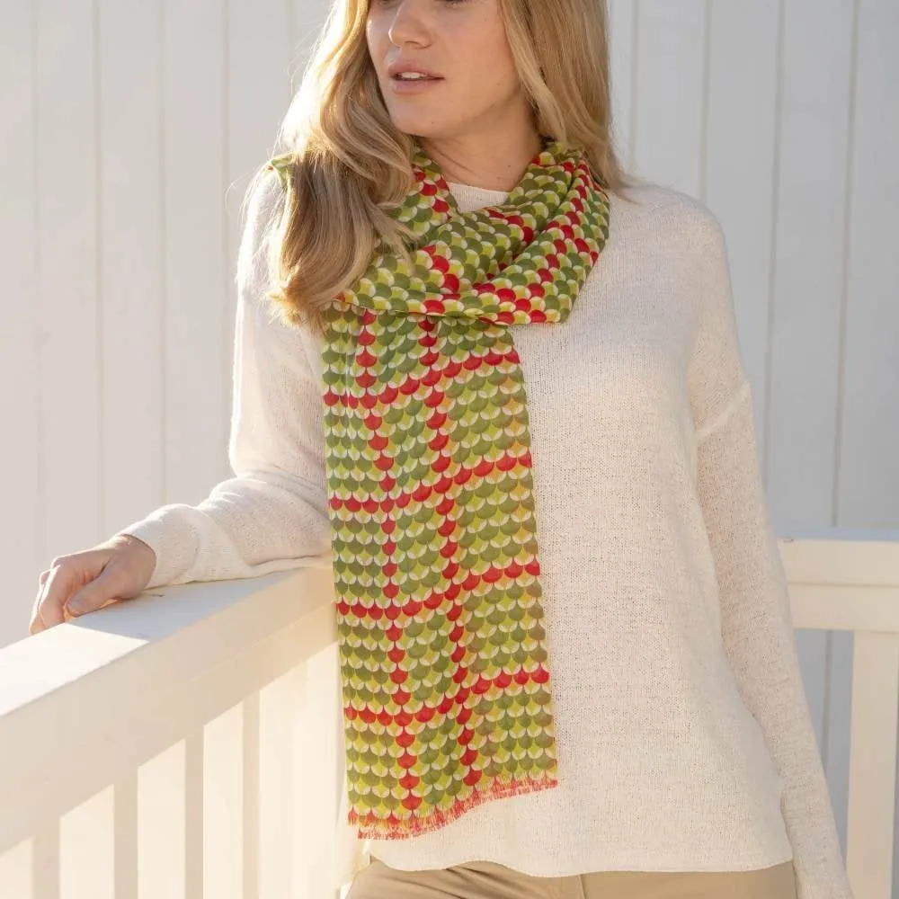 Peony Retro Lime/Red Scarf