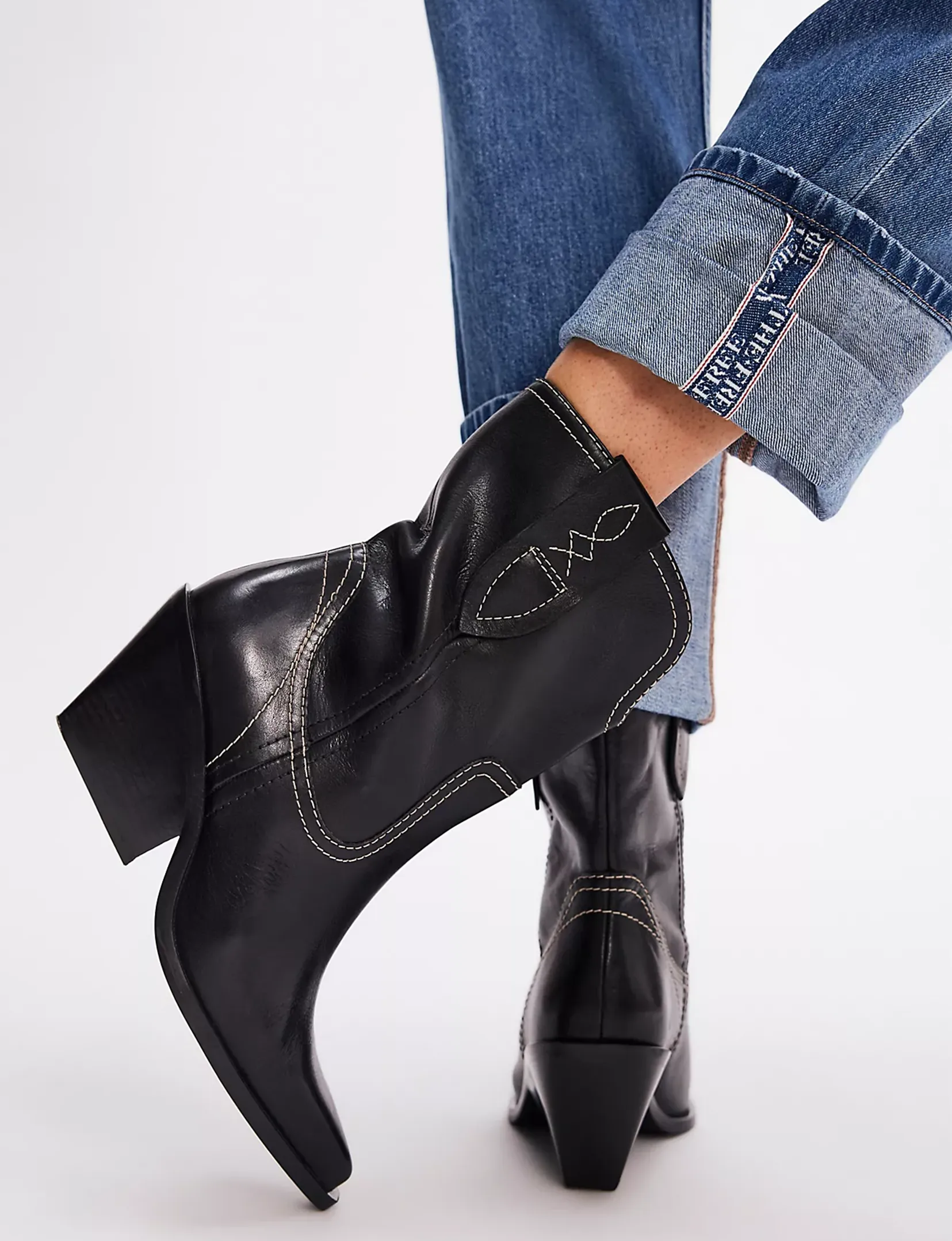 Pitchfork Point Western Boot, Victorian Black Leather