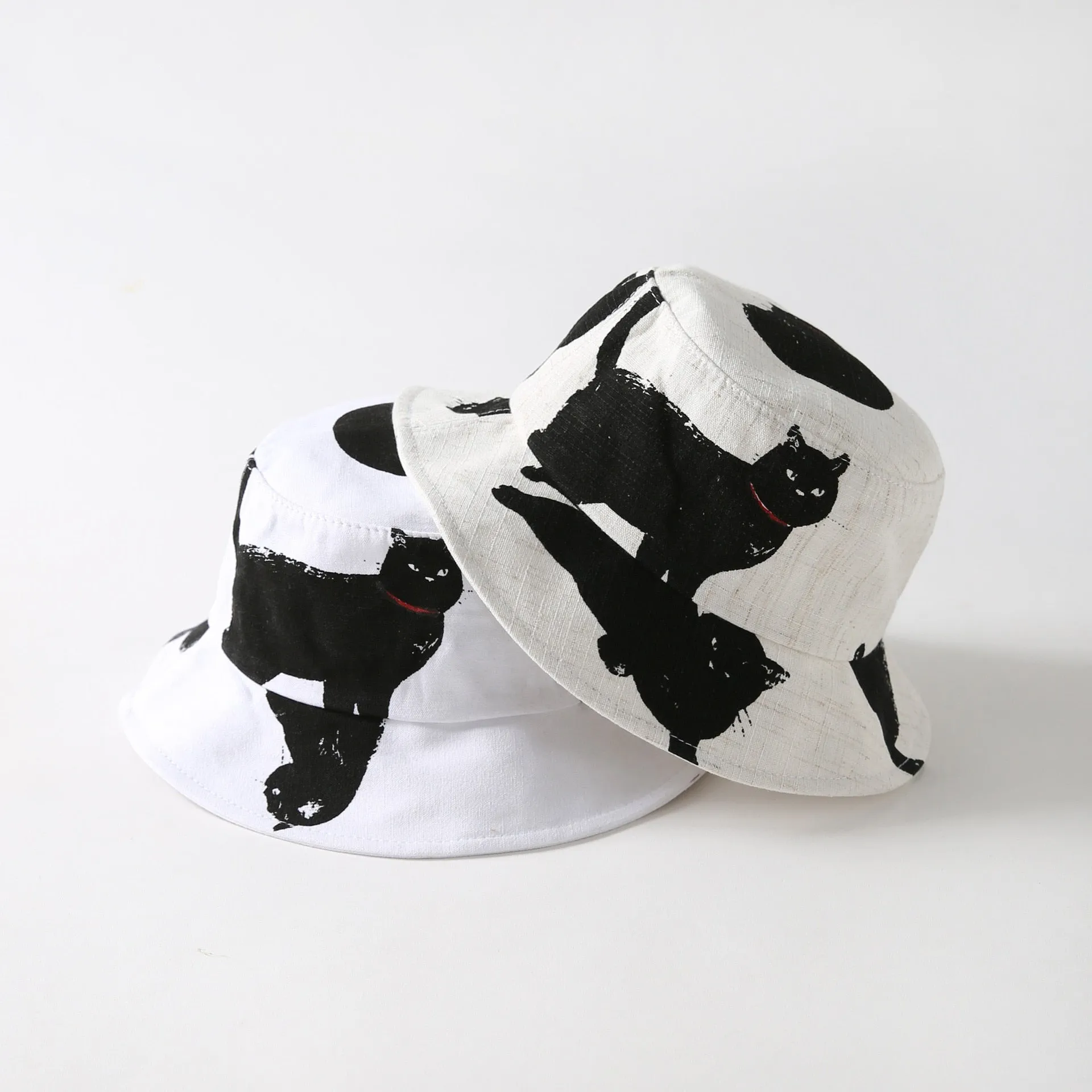 Printed Black Cat Bucket Fisherman Hats