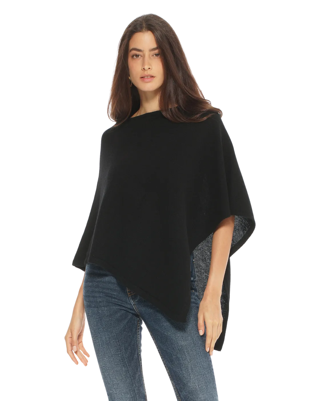 Pure Cashmere Capelet Poncho Black