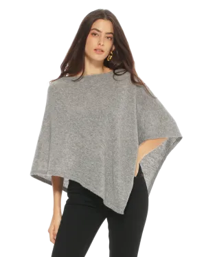 Pure Cashmere Capelet Poncho Medium Grey