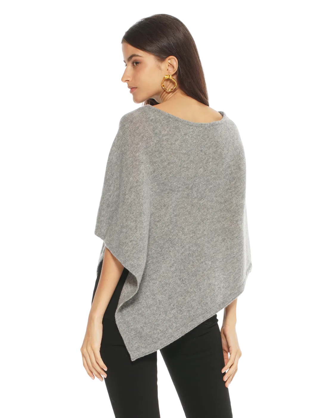 Pure Cashmere Capelet Poncho Medium Grey