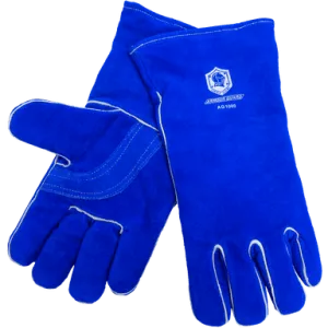 Stick Welding Glove - Side Split Cowhide - Durable, Blue, - 14” - AG1080