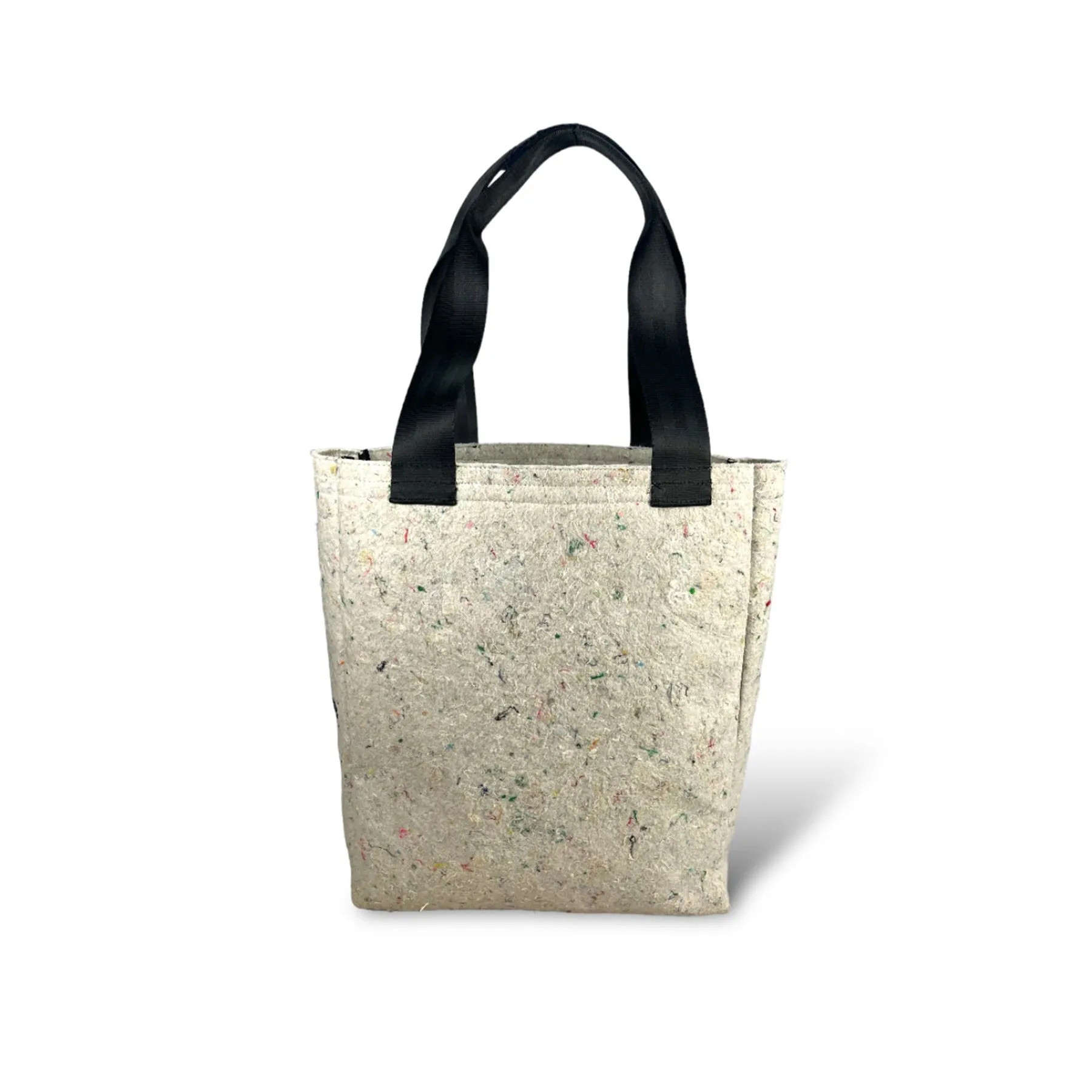 The Good Tote Bag in White Felt & Rescued Black Car Seat Belts