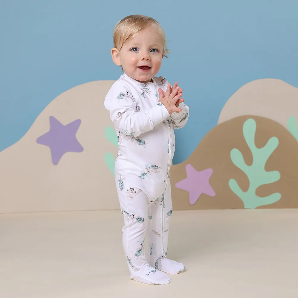 Turtle Organic Snuggle Sleepsuit Zip Footie