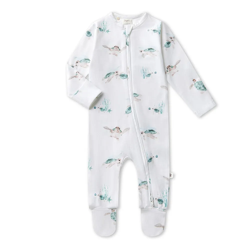 Turtle Organic Snuggle Sleepsuit Zip Footie