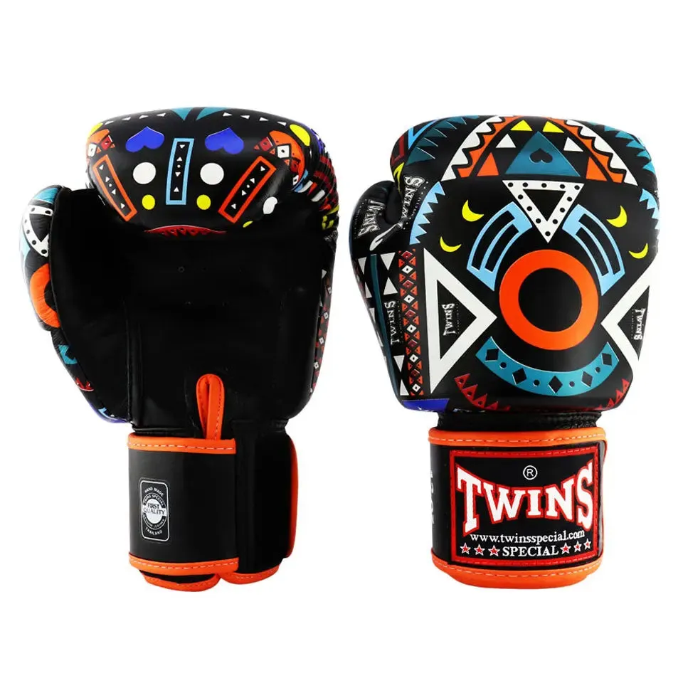 Twins Orange Aztec Boxing Gloves