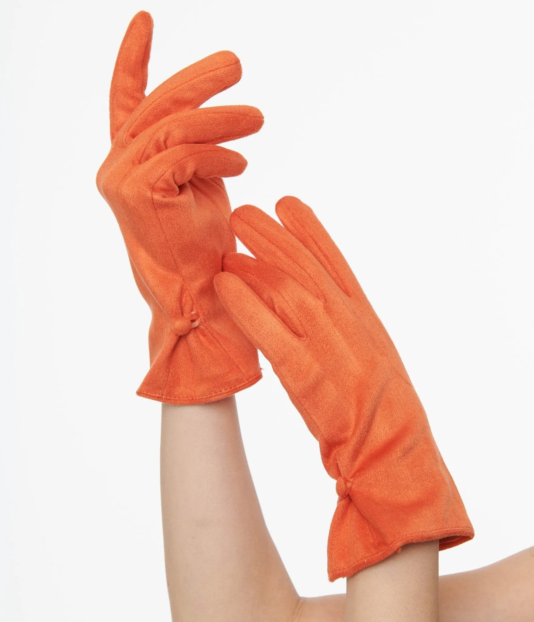 Unique Vintage 1950s Orange Suede Gloves