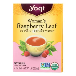 Yogi Organic Woman's Herbal Tea Raspberry Leaf - 16 Tea Bags - Case Of 6